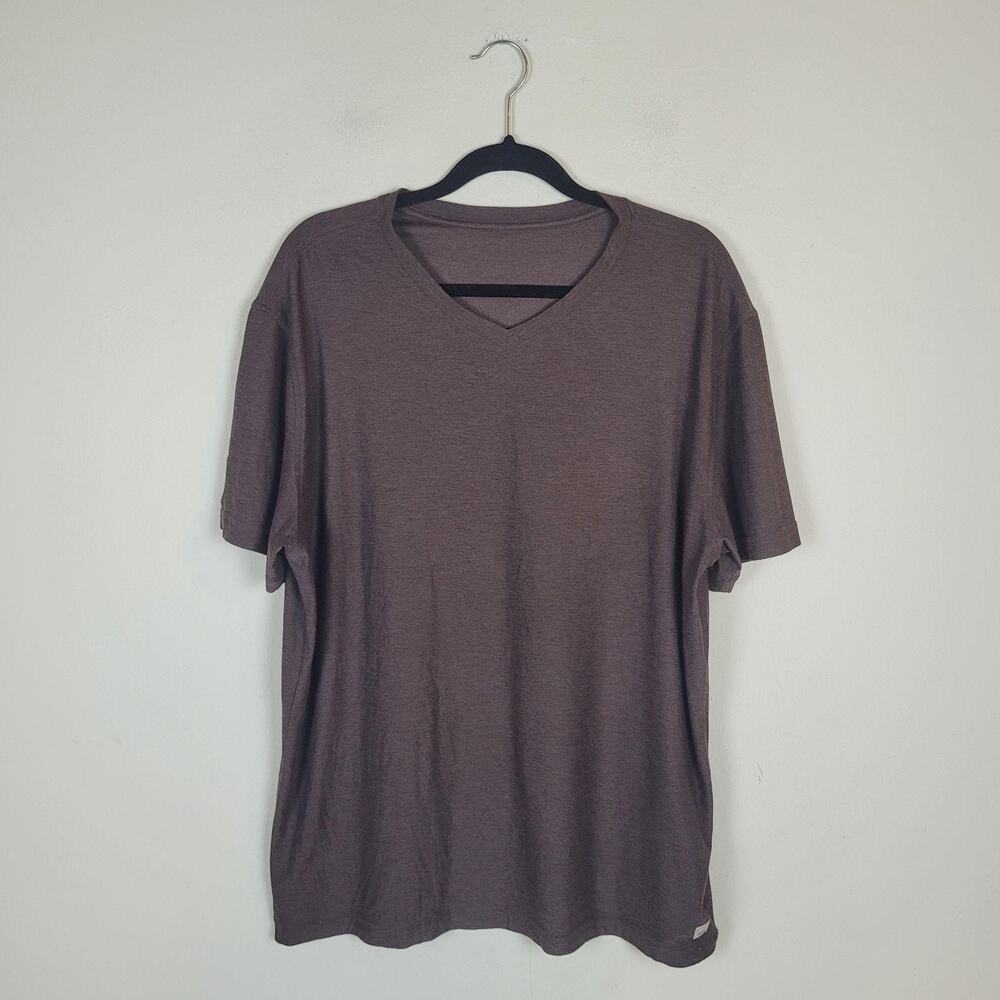 Vuori Tee XL V-Neck Short Sleeve T-Shirt Brown Casual Lightweight Soft V1032